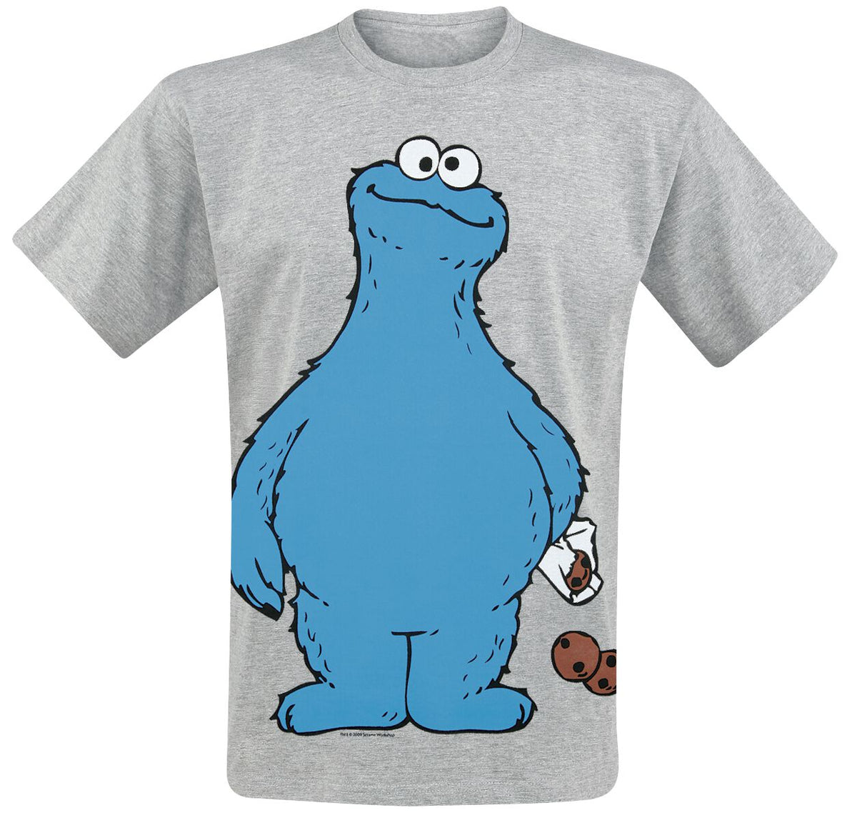 T-Shirt Manches courtes  de Sesame Street - Cookie Monster - Cookie Thief - S à 5XL - pour Homme - gris chiné - Sesame Street