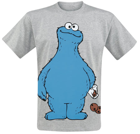 T-Shirt Manches courtes  de Sesame Street - Cookie Monster - Cookie Thief - S à 5XL - pour Homme - gris chiné - Sesame Street