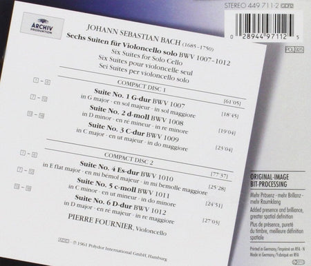 Suites pour violoncelle seul Numéro 1 à Numéro 6  BWV1007à BWV1012 - Front Cover