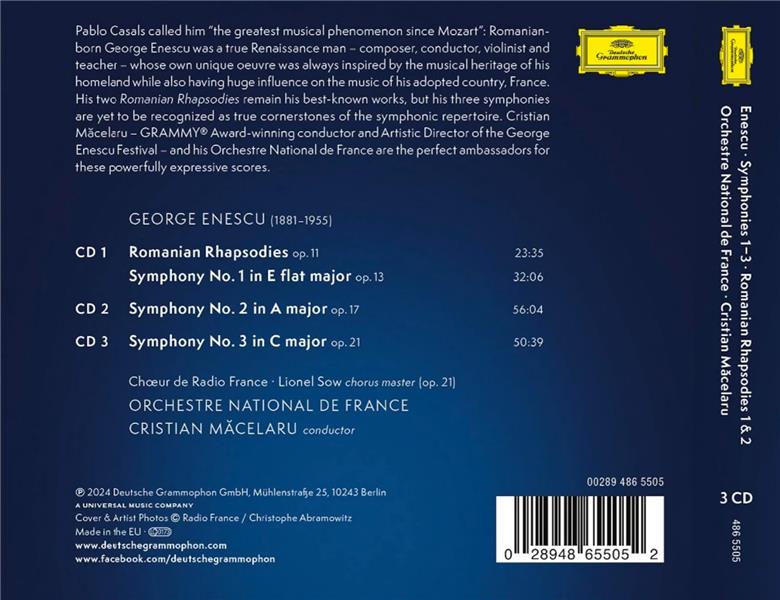 Enescu: Symphonies Nos. 1-3; 2 Romanian Rhapsodies - Front Cover