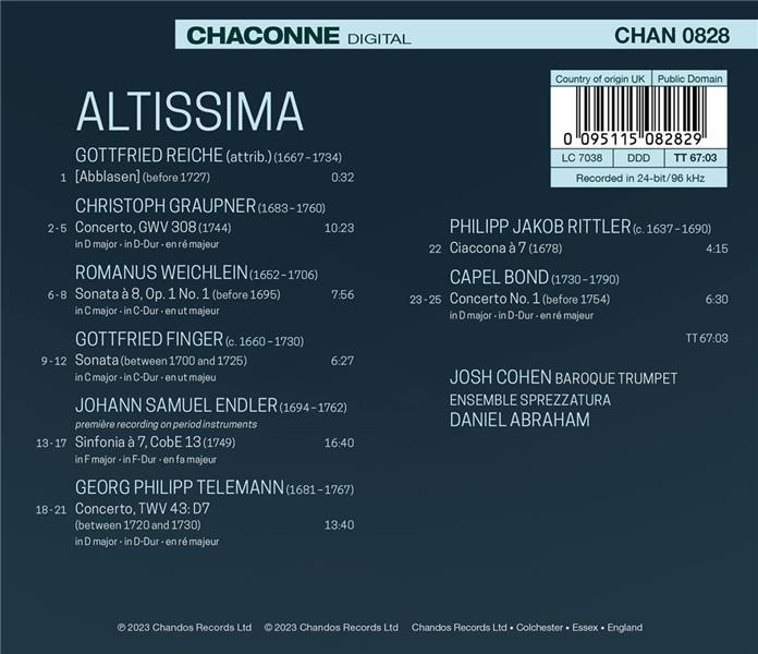 Altissima - Works for High Baroque Trumpet - Front Cover