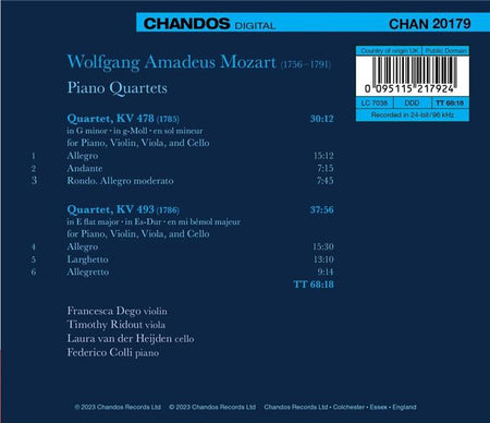 Mozart: The Piano Quartets - Front Cover
