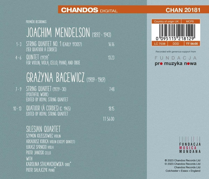 Joachim Mendelson; Gra?yna Bacewicz; Chamber Works - Front Cover