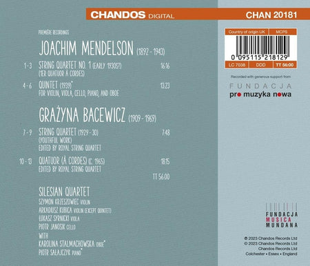 Joachim Mendelson; Gra?yna Bacewicz; Chamber Works - Front Cover