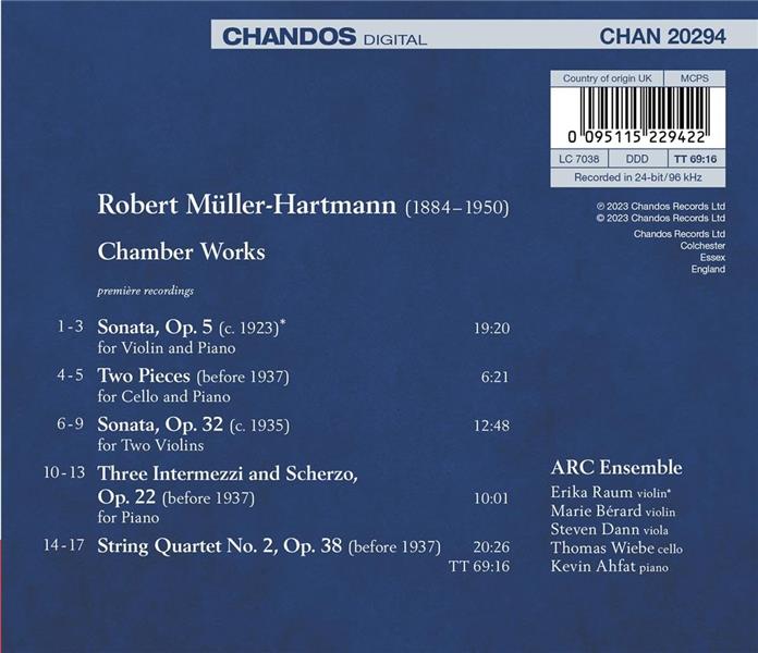 Robert Müller-Hartmann: Chamber Works - Front Cover