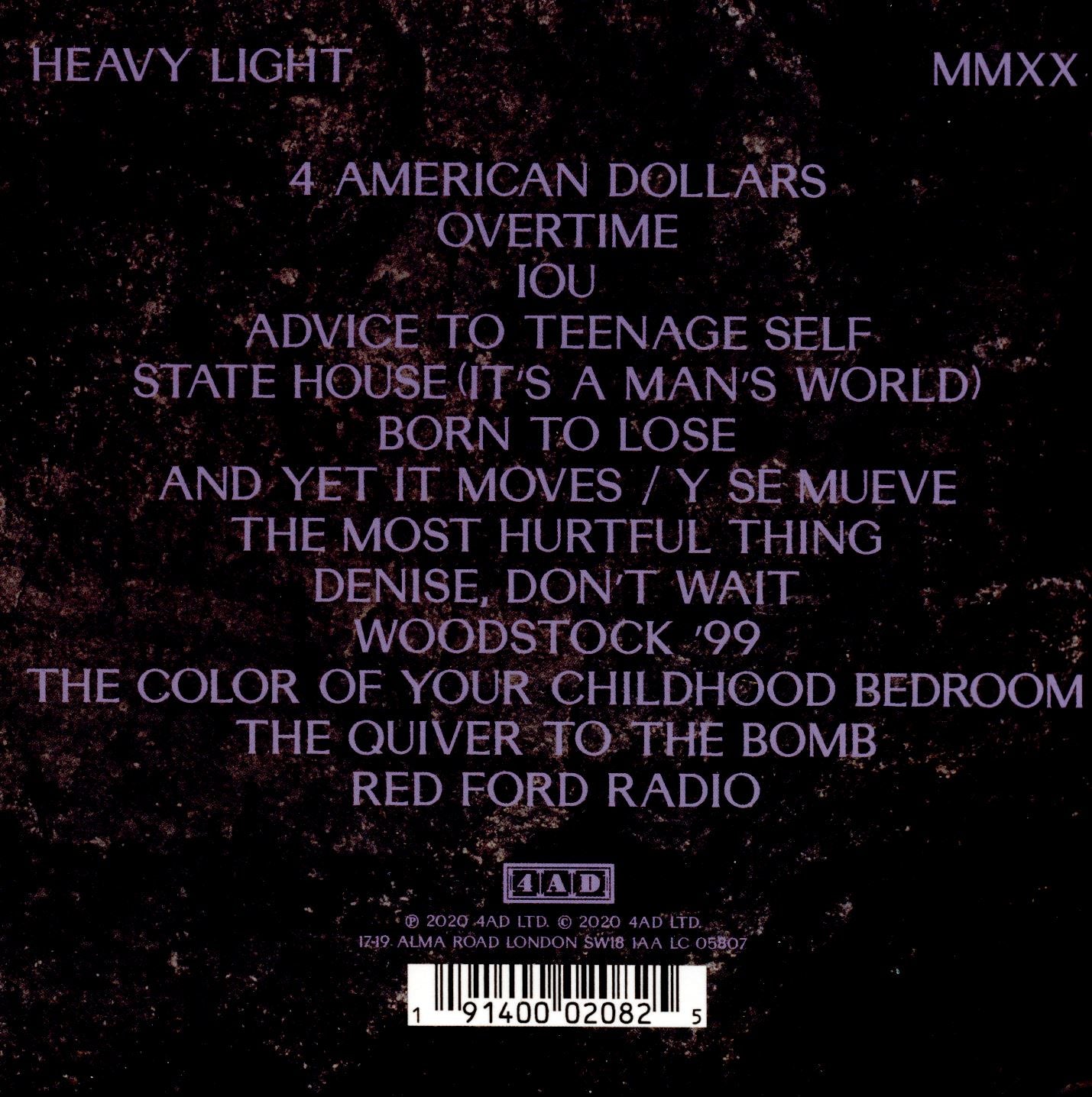 HEAVY LIGHT - Back Cover
