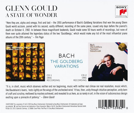 A state of wonder - The complete Goldberg variations 1955 & 1981 - Front Cover