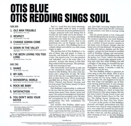 OTIS BLUE/OTIS REDDING SINGS SOUL (ATLANTIC 75) - Front Cover
