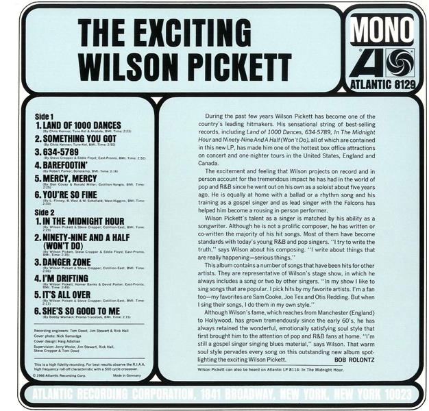 THE EXCITING WILSON PICKETT (ATLANTIC 75) - Front Cover