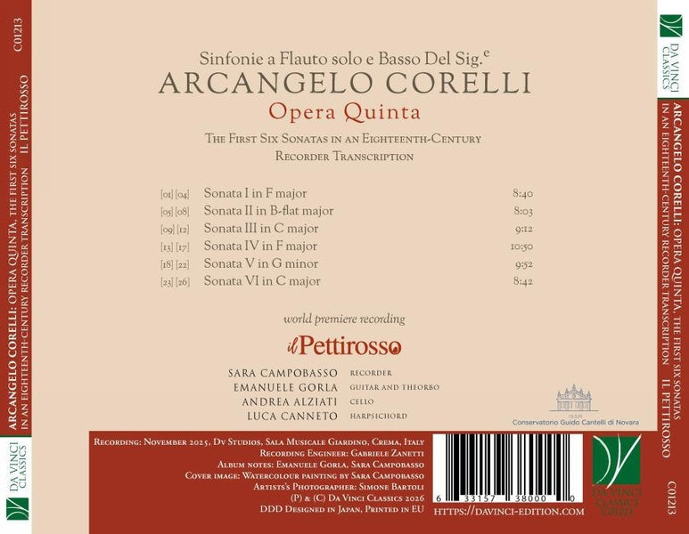 Opéra quinta : Six sonates pour flûte à bec et basse continue - Front Cover