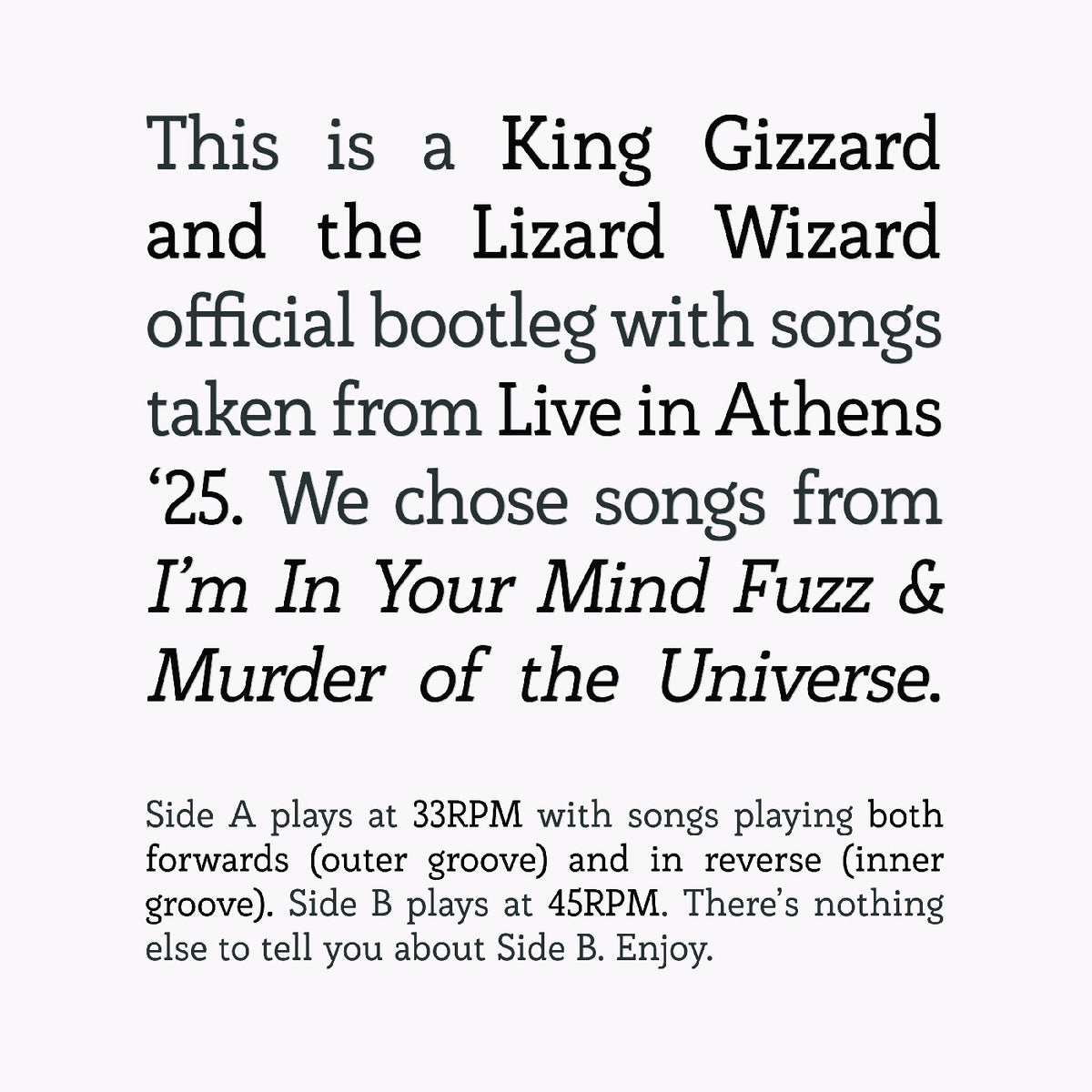 SONGS FROM I M IN YOUR MIND FUZZ AND MURDER OF THE UNIVERSE - Front Cover