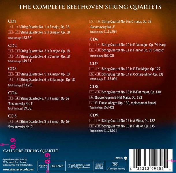 Beethoven : Intégrale des Quatuors à cordes / Quatuor Calidore - Front Cover