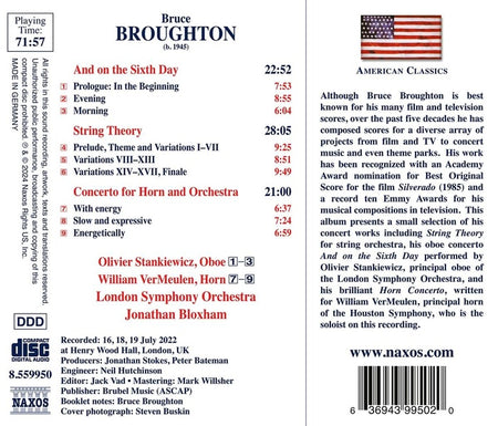 And On The Sixth Day - String Theory - Concerto Pour Cor Et Orchestre - Front Cover