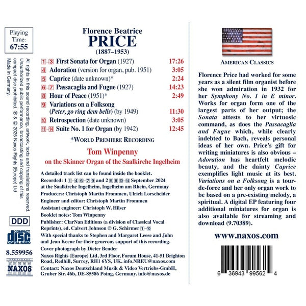 Florence Beatrice Price : Organ Works - First Sonata / Suite Numéro 1 - Front Cover