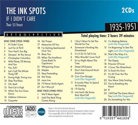 The Ink Spots If I Didn’t Care - Their 53 Finest 1935-1951 - Front Cover