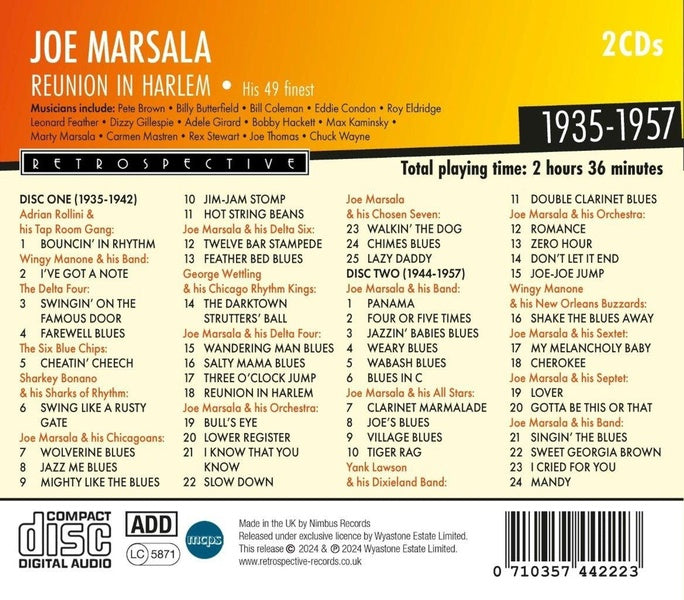 Joe Marsala: Reunion in Harlem - Front Cover