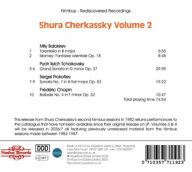 Shura Cherkassky - Nimbus Recordings Rediscovered Vol.2 - Front Cover