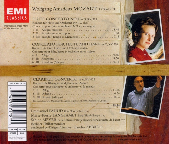 Concerto pour flûte N°1 - Concerto pour flûte et harpe - Concerto pour clarinette - Front Cover