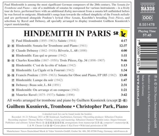 Hindemith in Paris - Front Cover