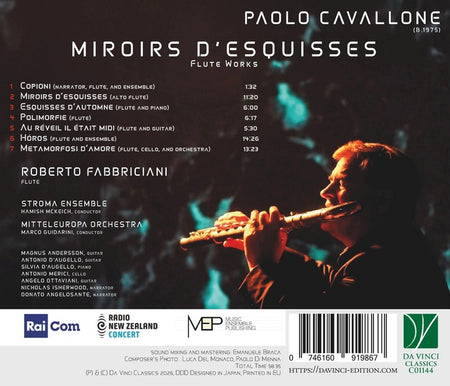 Cavallone, Paolo : Miroirs D'Esquisses - Oeuvres pour flûte - Front Cover