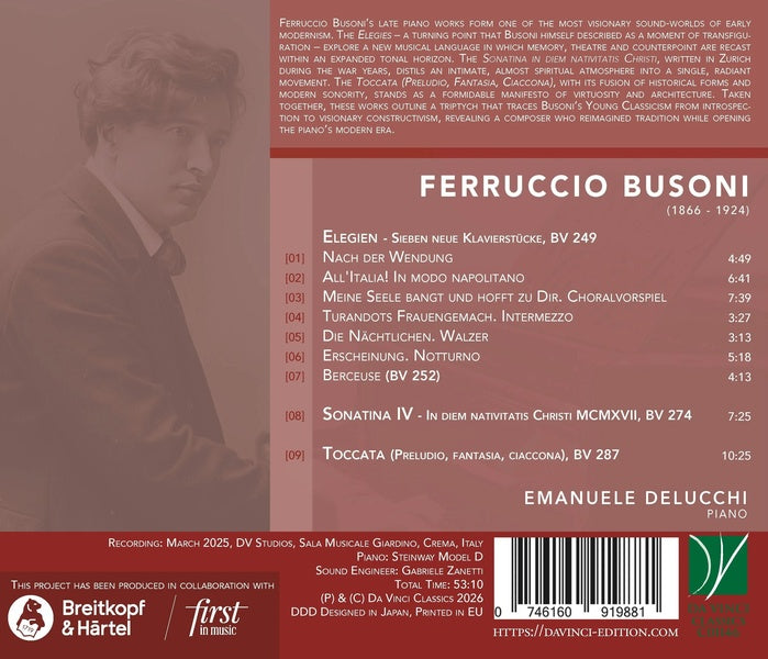 Busoni, Ferruccio : Élégies, Sonatina IV, Toccata - Front Cover