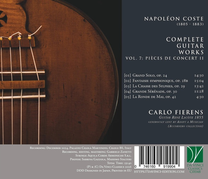 Coste : Pièces de Concert II - Intégrale de l'Oeuvre pour guitare - Volume 7 - Front Cover