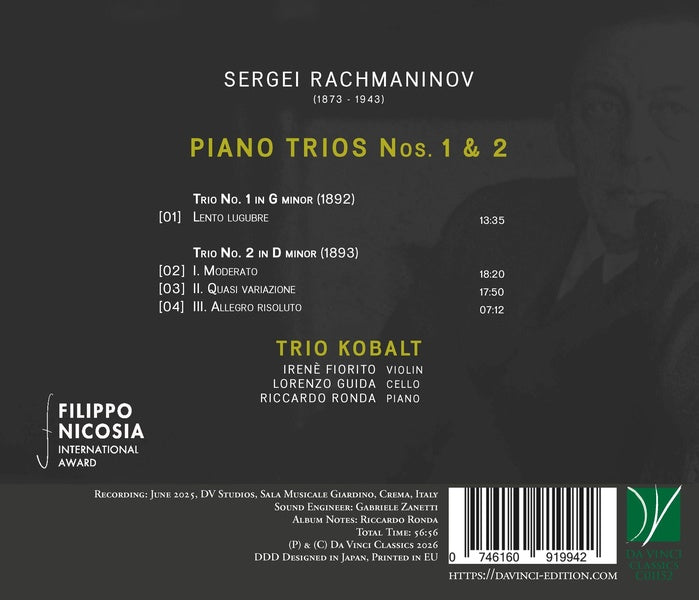 Rachmaninoff : Trios avec piano n°1 et n°2 - Trio Kobalt - Front Cover