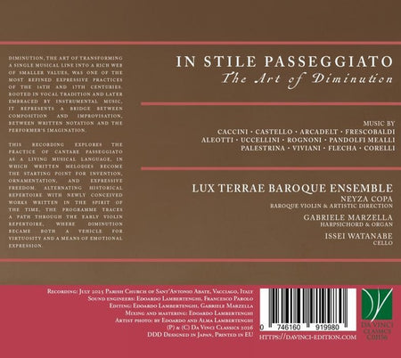 In Stile Passeggiato / L'Art de la Diminution - Front Cover