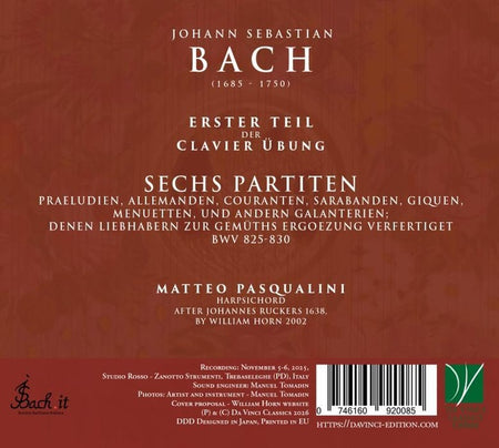 6 partitas / Clavier Ubung, Partie 1 - Front Cover