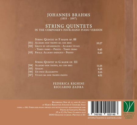 Quintettes à cordes / Versions pour piano à 4 mains du compositeur - Front Cover