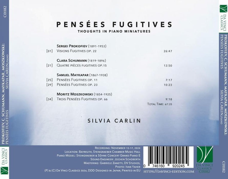 Pensées fugitives / Miniatures pour piano - Front Cover