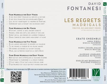 Regrets / Madrigaux pour 5, 6 et 8 voix - Front Cover