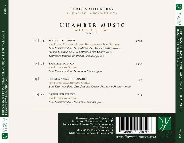 Musique de chambre avec guitare, Volume 1 - Front Cover