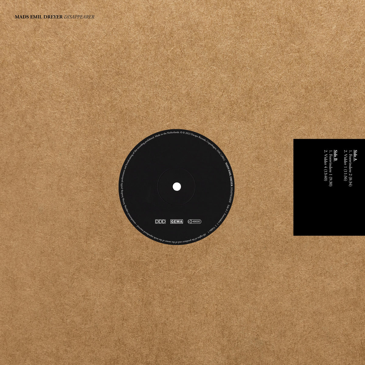 Disappearer - Front Cover