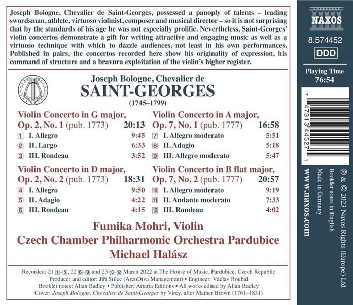 Concertos pour violon Opus 2 et Opus 7 - Front Cover