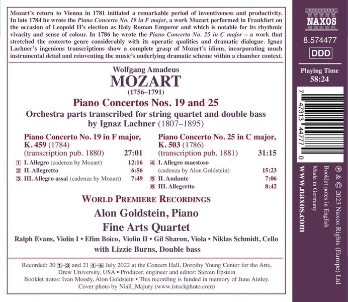 Concertos pour piano Numéros 19 et 25 (Arr. Ignaz Lachner) - Front Cover