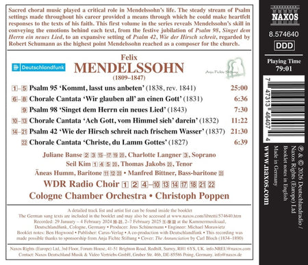 Mendelssohn : Complete Sacred Choral Works Volume 1 - Front Cover