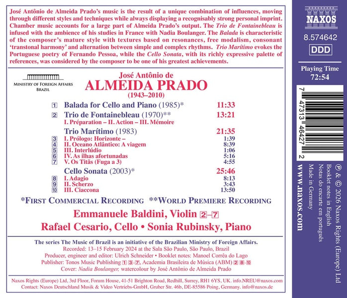 Almeida Prado : Piano Trios, Cello Sonata Balada For Cello And Piano - Front Cover