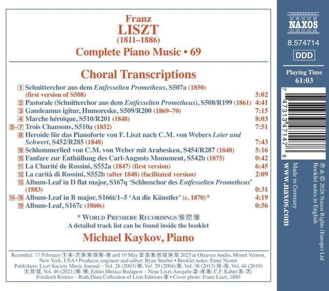 Complete Piano Music, Vol. 69 - Front Cover