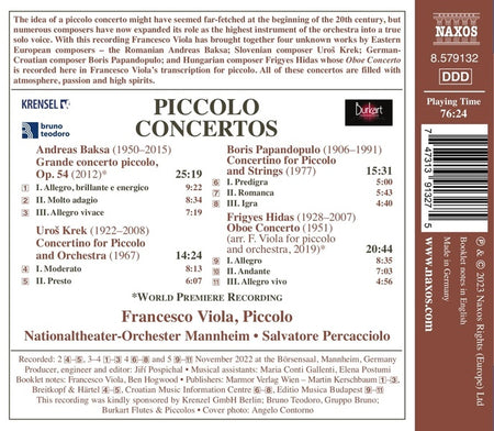 Concertos pour flûte piccolo - Front Cover