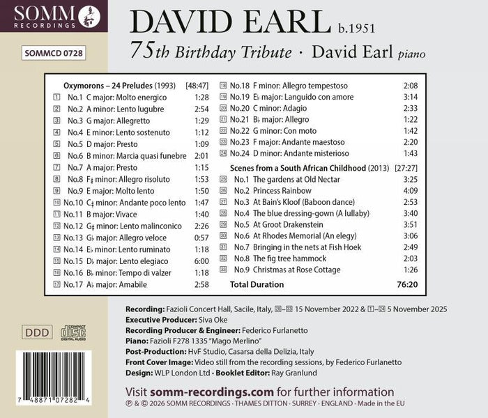 David Earl : 75th Birthday Tribute - Œuvres pour piano - Front Cover