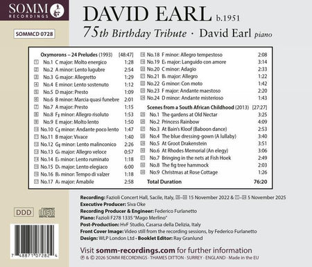 David Earl : 75th Birthday Tribute - Œuvres pour piano - Front Cover