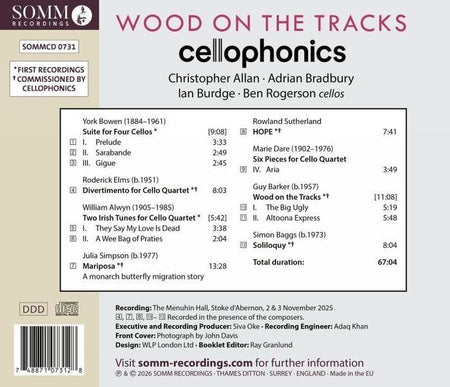Wood On The Tracks : Musique anglaise pour quatuor de violoncelles - Front Cover