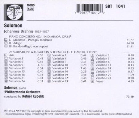 Concerto pour piano Numéro 1 / Haendel Variations - Front Cover