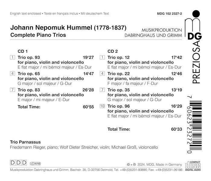 Complete Piano Trios - Front Cover