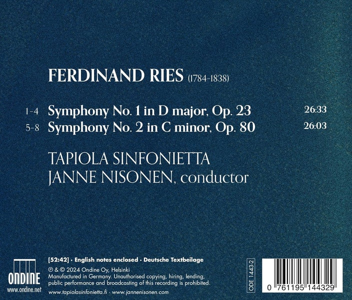 Symphonies numéros 1 et 2 - Front Cover