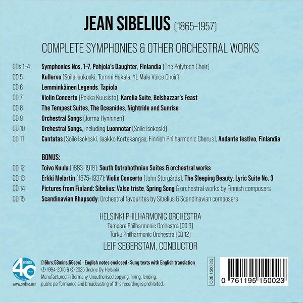 Sibelius Recordings - Front Cover
