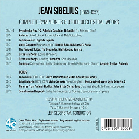 Sibelius Recordings - Front Cover