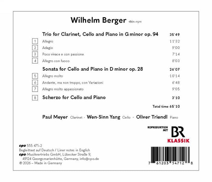 Musique de chambre pour clarinette violoncelle et piano - Front Cover