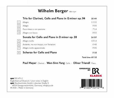 Musique de chambre pour clarinette violoncelle et piano - Front Cover